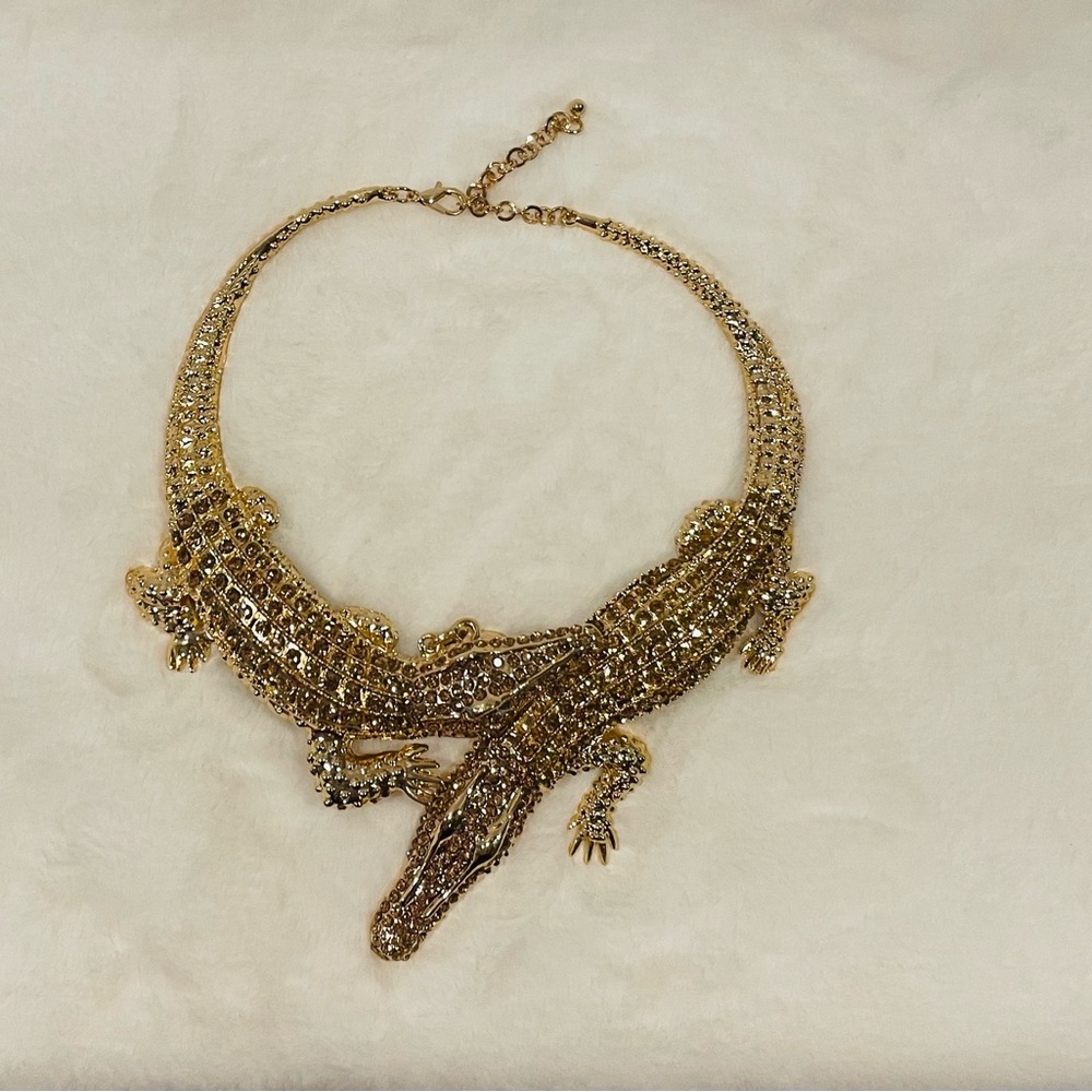 Gold Crocodile Statement Necklace - Women Jewelry